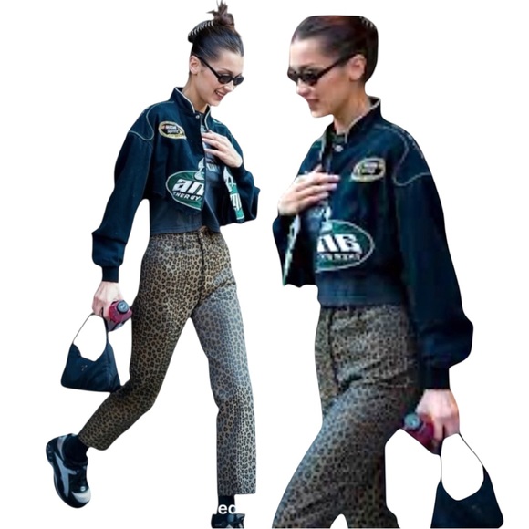 VTG 90s FENDI Zucca Leopard High Waist Straight Crop Jeans Pants ASO Bella Hadid - Picture 14 of 16